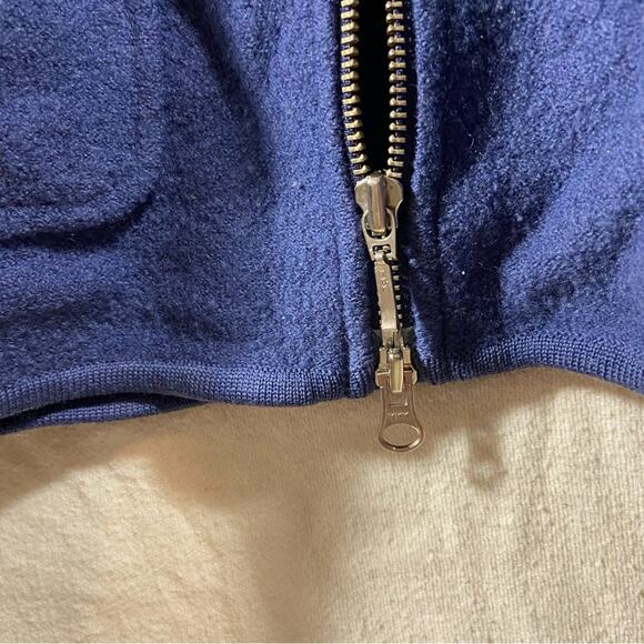 Willi Smith women Wool Sweater medium navy zip warm quiet luxury minimalist - Picture 5 of 9